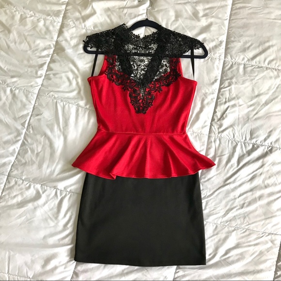 Body C Dresses & Skirts - Night cocktail black/red peplum dress